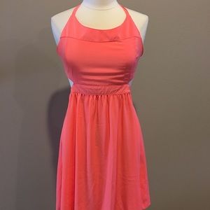 Neon halter dress side cut outs